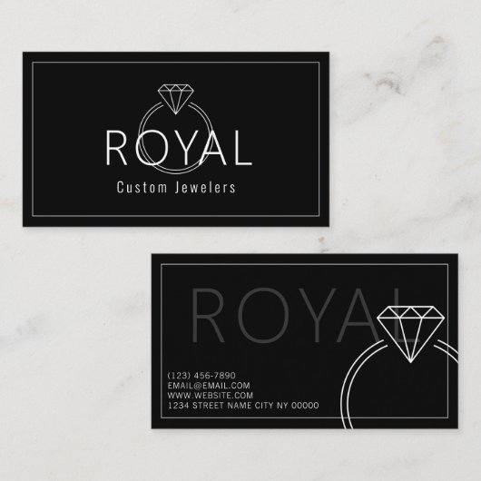 カスタムジュエリー宝石商,宝石修理,ショップ,ダイヤモンド 名刺 (正面/裏面)
