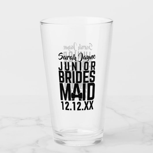 カスタムジュニア花嫁メイド名記念ガラス タンブラーグラス (正面)