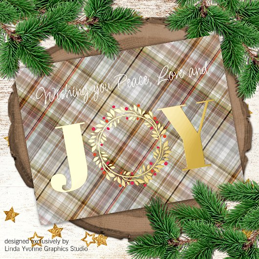 カスタムジョイ平和ラブレッドホリーベリーの葉 箔シーズンポストカード