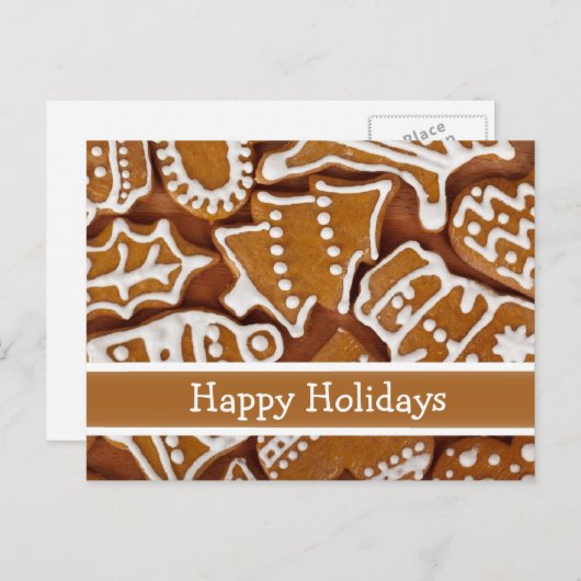 カスタムジンガーブレッドホリデーカード シーズンポストカード (正面/裏面)