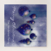 カスタムスつるクリススマスバウブルダークブルー – ジグソーパズル (横)