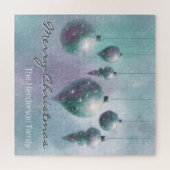 カスタムスつるクリススマスボードブルターコイズシルバー ジグソーパズル (横)