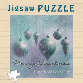 カスタムスつるクリススマスボードブルターコイズシルバー ジグソーパズル