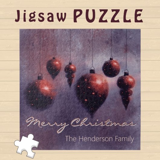 カスタムスつるクリススマスボードブルーRed on Violet - ジグソーパズル