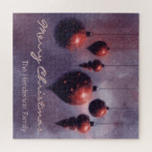 カスタムスつるクリススマスボードブルーRed on Violet - ジグソーパズル (横)