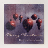 カスタムスつるクリススマスボードブルーRed on Violet - ジグソーパズル (縦)