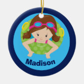 カスタムスイムチームガールかわいいクリスマス セラミックオーナメント (正面)