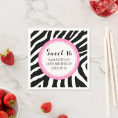 カスタムスイート16誕生日ナプキンピンクゼブラ スタンダードカクテルナプキン (インサイチュ)
