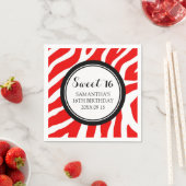 カスタムスイート16誕生日ナプキンレッドゼブラ スタンダードカクテルナプキン (インサイチュ)