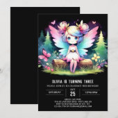 カスタムスウィートフェアリー誕生日 招待状 (正面/裏面)