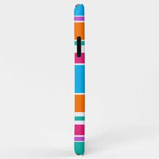 カスタムスカイブルーホットピンクオレンジ白ストライプ色 Case-Mate iPhoneケース (裏面/右)