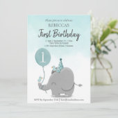 カスタムスカイブルーホワイトエレファントバルーンテーマ 招待状 (スタンド正面)