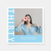 カスタムスカイブルー30th誕生日パーティーナプキンス スタンダードカクテルナプキン (正面)