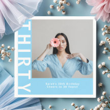 カスタムスカイブルー30th誕生日パーティーナプキンス