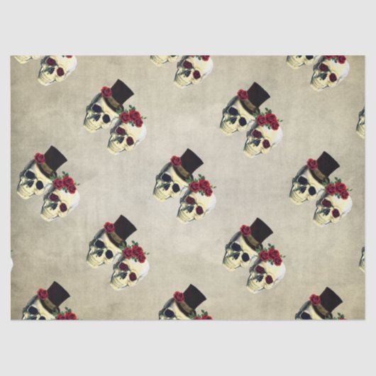 カスタムスカルのギフト結婚ティッシュ 薄葉紙 (正面)