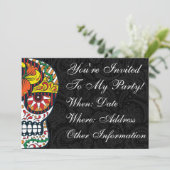 カスタムスカル印刷された花 招待状 (スタンド正面)