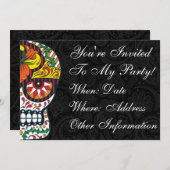 カスタムスカル印刷された花 招待状 (正面/裏面)