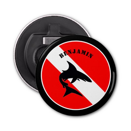 カスタムスキューバダイビング旗とシャーク 栓抜き (正面)