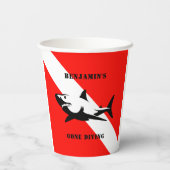 カスタムスキューバダイビング旗とシャーク 紙コップ (裏面)