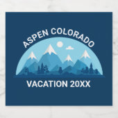 カスタムスキーリゾートコロラドマウンテンスキーロッジブルー スパークリングワインラベル (シングルラベル)