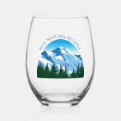 カスタムスキーロッジウィンターリゾートスノーイマウンテン ステムなしワイングラス (正面)