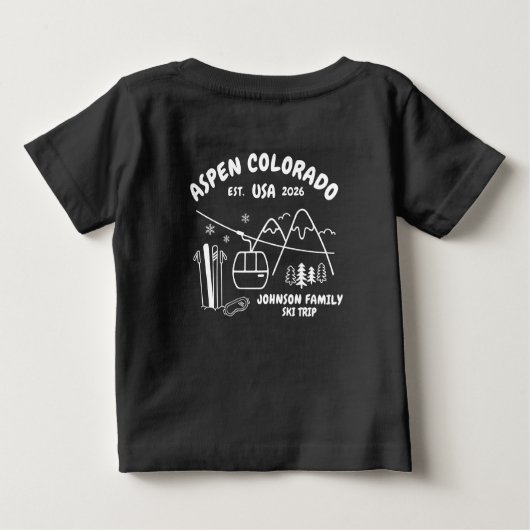 カスタムスキー旅行ファミリー・友達・グループおそろい ベビーTシャツ (裏面)
