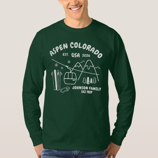 カスタムスキー旅行家族友人グループマッチング Tシャツ (正面)
