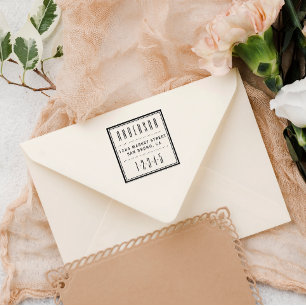 カスタムスクエアアールデコ差出人住所 ラバースタンプ