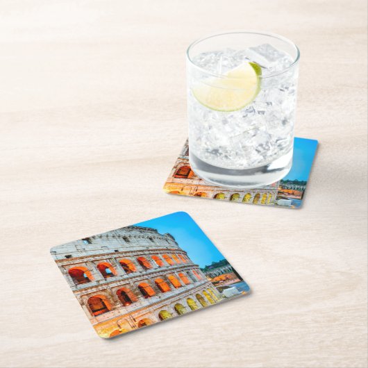 カスタムスクエアコースターズコロシアムローマイタリア スクエアペーパーコースター (インサイチュ)