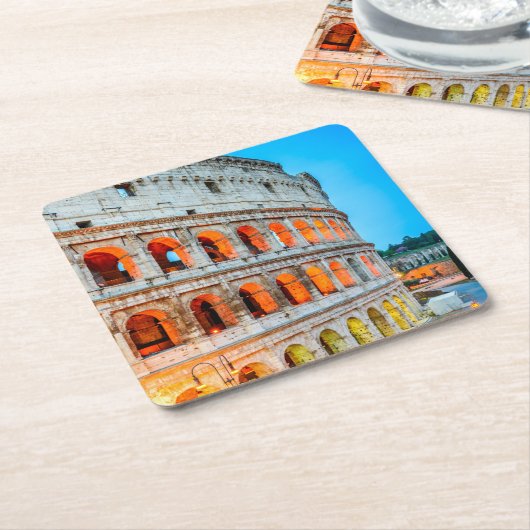 カスタムスクエアコースターズコロシアムローマイタリア スクエアペーパーコースター (アングル)