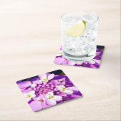 カスタムスクエアコースターパープルフラワー スクエアペーパーコースター (インサイチュ)