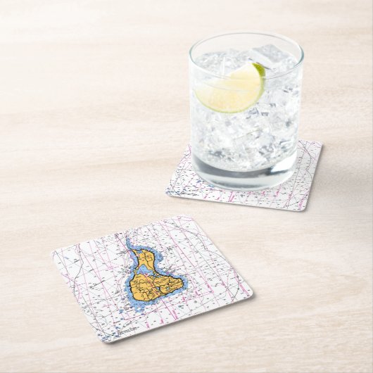 カスタムスクエアコースターブロック島チャ航海のート スクエアペーパーコースター (インサイチュ)