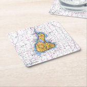 カスタムスクエアコースターブロック島チャ航海のート スクエアペーパーコースター (アングル)