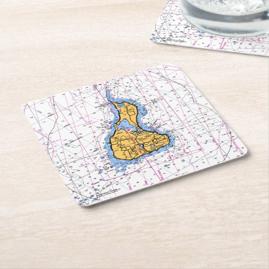 カスタムスクエアコースターブロック島チャ航海のート スクエアペーパーコースター (アングル)