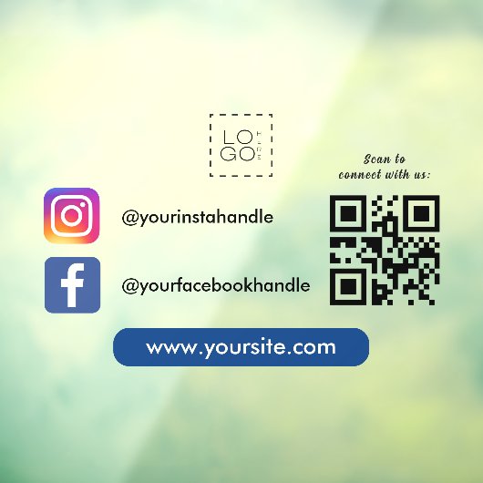 カスタムスクエア ビジネス ロゴ ソーシャルメディア QRコード ウィンドウサイン (シート3)