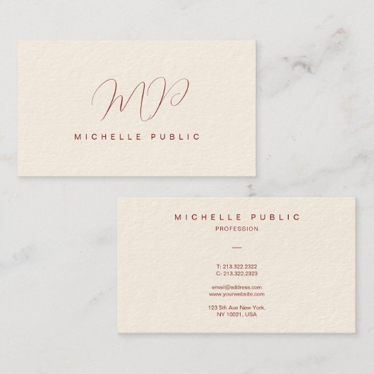 カスタムスクリプエレガントトモノグラムイニシャル贅沢 名刺 (正面/裏面)