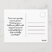 カスタムスクリプトカボチャスカルレトロハロウィーンウィッチ ポストカード (裏面)
