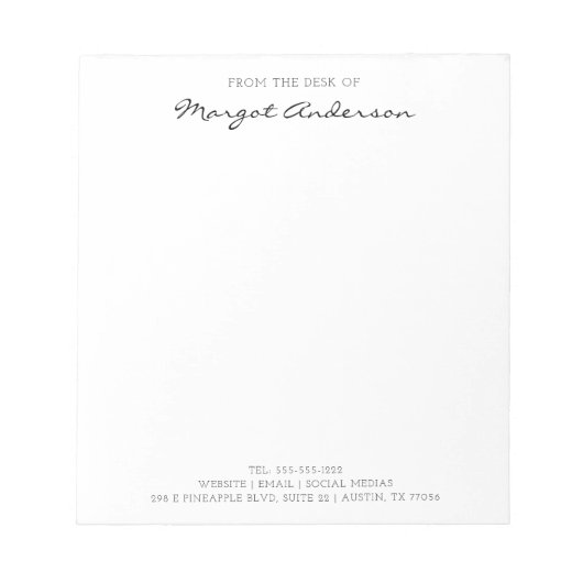 カスタムスクリプトタイポグラフィ | からあなたの机の上 ノートパッド (正面)