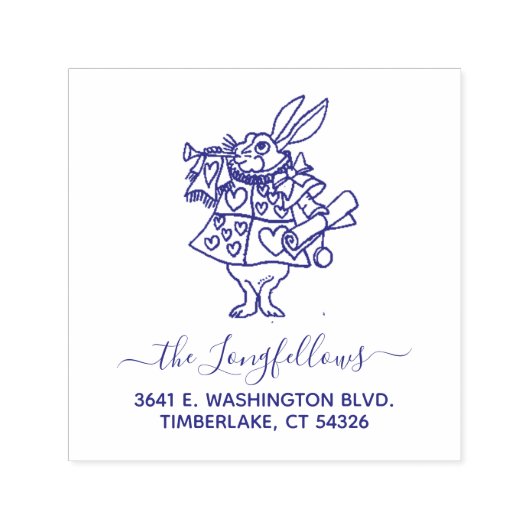 カスタムスクリプトファミリー名ウサギ差出人住所 セルフインキングスタンプ (デザイン)