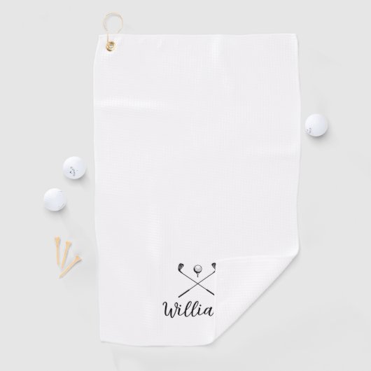 カスタムスクリプト名ゴルフクラブブラック&ホワイト ゴルフタオル (インサイチュ)