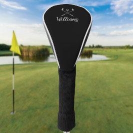 カスタムスクリプト名ゴルフクラブブラック&ホワイト ゴルフヘッドカバー