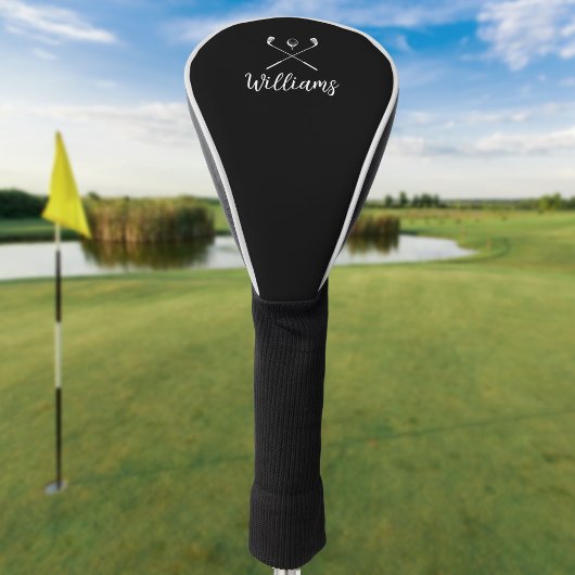カスタムスクリプト名ゴルフクラブブラック&ホワイト ゴルフヘッドカバー