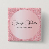 カスタムスクリプト名バラ金ゴールドグリッタールックスクエア 缶バッジ (正面)