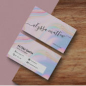 カスタムスクリプト名ホログラフィックウォーター色エレガント 名刺