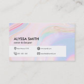 カスタムスクリプト名ホログラフィックウォーター色エレガント 名刺 (裏面)