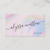 カスタムスクリプト名ホログラフィックウォーター色エレガント 名刺 (正面)