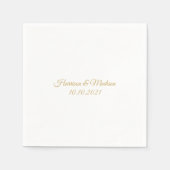 カスタムスクリプト金ゴールド名結婚のクラシックエレガント スタンダードカクテルナプキン (正面)