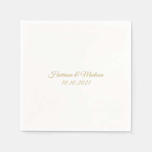 カスタムスクリプト金ゴールド名結婚のクラシックエレガント スタンダードカクテルナプキン (正面)