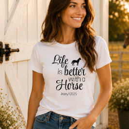 カスタムスクリプト 馬 モダン シンプル Tシャツ