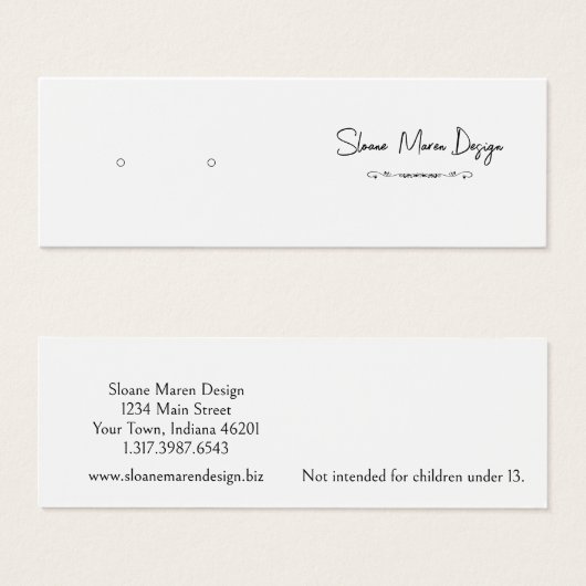 カスタムスクロールミニポストイヤリング表示カード (正面&裏面)